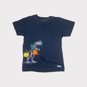 Huntington BC Dinosaur Paint Splatter Graphic Blue Shirt